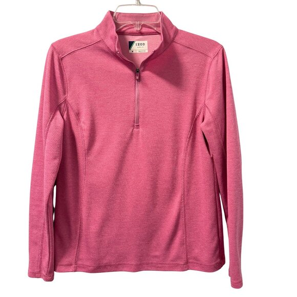Izod Tops - Izod Golf Womens Pink Quarter-Zip Pullover Sz M Lightweight 100% Polyester Long